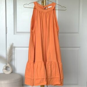 Orange Tiered Dress with Side Pockets